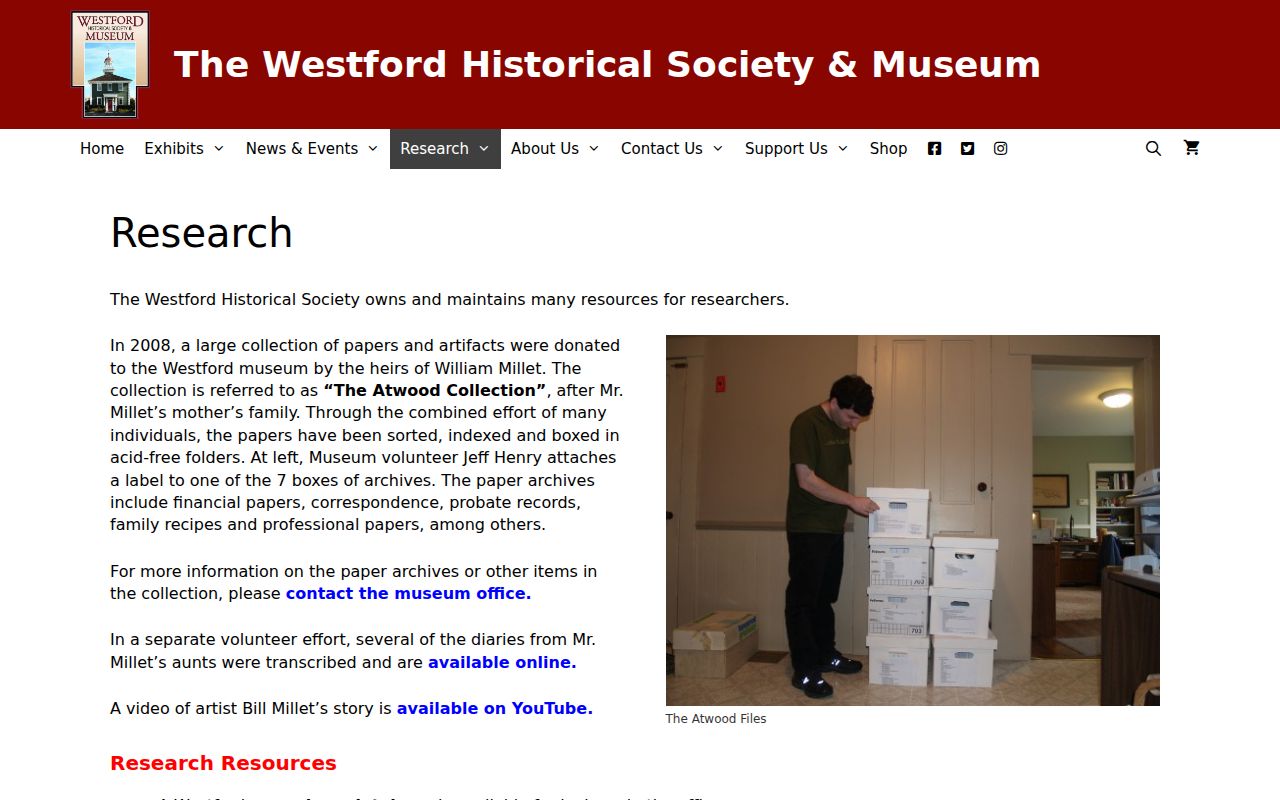 Westford city directory research at the Westford Historical Society