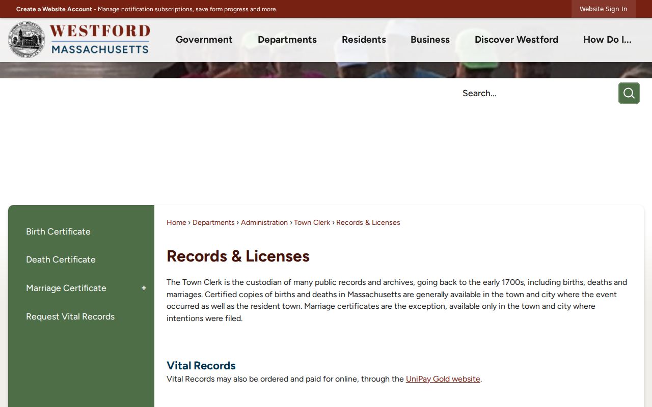 Westford residents directory records and licenses route
